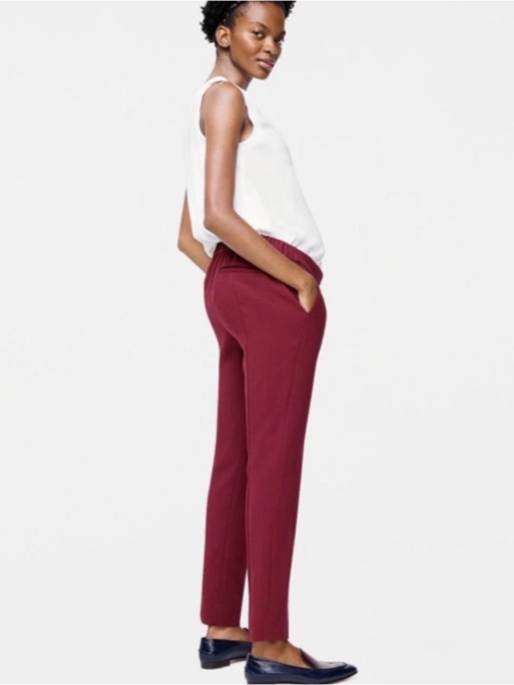 J. Crew X Hatch Cameron Maroon Maternity Pants Trousers Size M/L